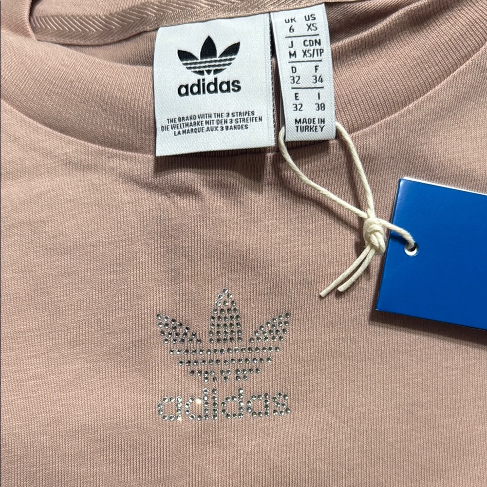 Adidas Women's Crop Top Tshirt with Sequin Logo